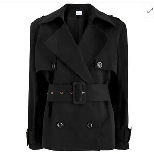 AEXAE Belted Cropped Cotton Trench